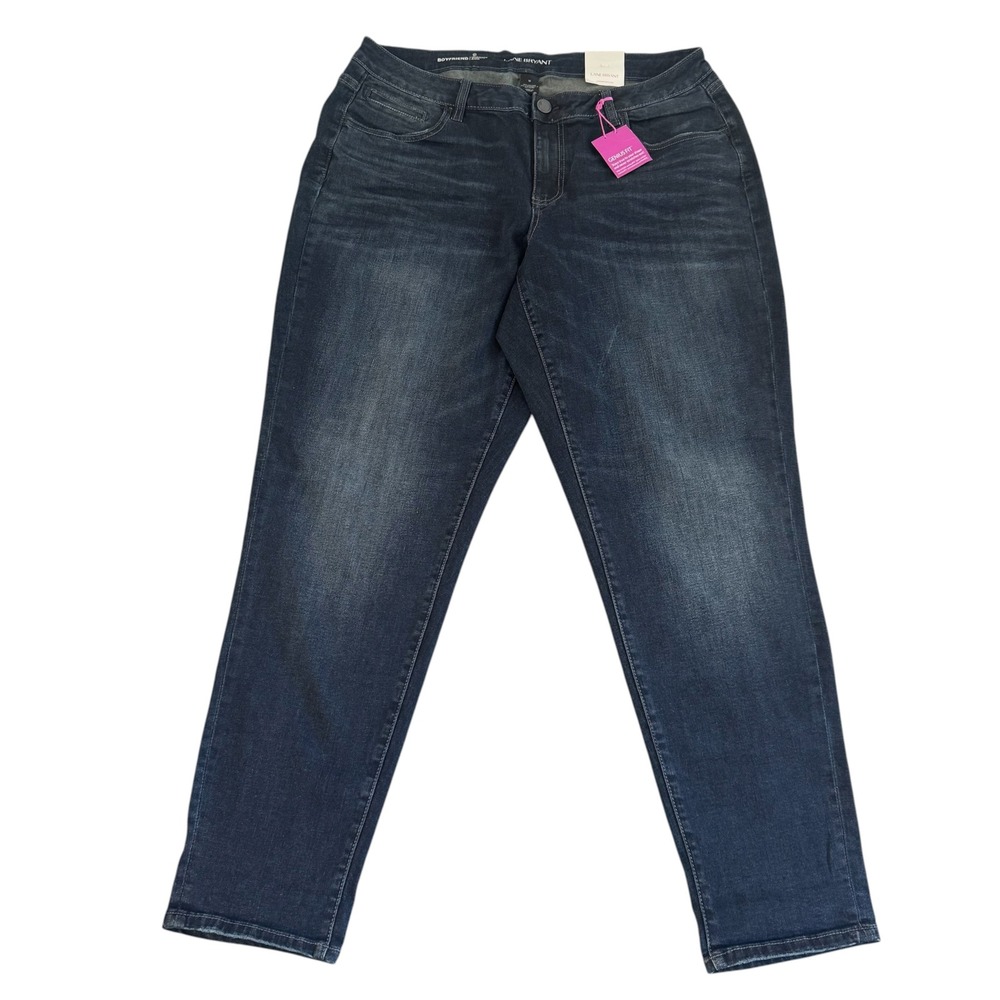 Lane Bryant 18 (36x31) Dark Wash Genius Fit Stretch Boyfriend Womens Jeans